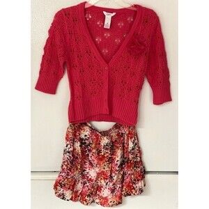 Juniors Candies Skirt and Sweater Floral Set
